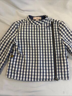 Stella McCartney Kids Blue & White Gingham Zip Jacket